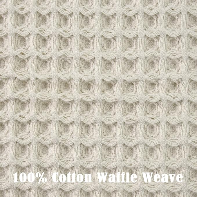 Jacquotha Waffle Hand Towels 2-Piece (Mist White) – Cotton, Quick Dry, Lint Free, 13” x 29”