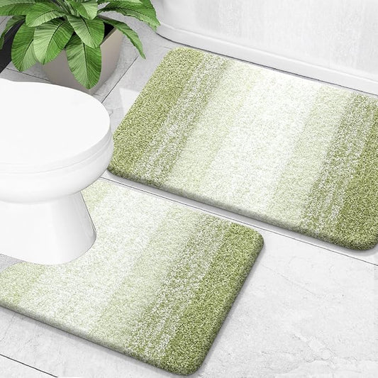 OLANLY Micorfiber Bathroom Rug Set 2 Piece, 30"x20"+U-Shaped 24"x20" | Mustard Yellow, Soft Absorbent Bath Mats and Contour Toilet Rug, Non-Slip, Machine Wash Dry, Plush Bath Mats for Bathroom