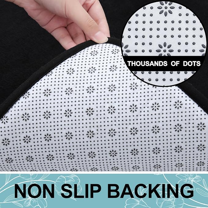 Smiry Memory Foam Bath Mat 59x20, Extra Soft and Absorbent Bathroom Rugs | Black, Quick Dry Machine Washable Non-Slip Bath Mat for Bathroom Floor, Shower and Tub