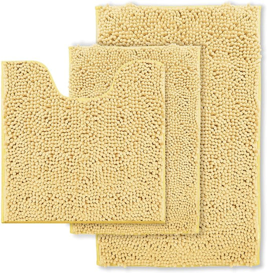 Bathroom Rugs 3 piece Bath Rugs Sets 3 Piece, Extra Soft and Absorbent Shaggy Bathroom Mat Rugs, Machine Washable, Non-Slip Plush Carpet Cream