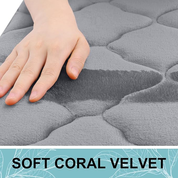 OLANLY Memory Foam Bath Mat Rug 59x34, Ultra Soft Bathroom Rugs, Grey | Thick Absorbent Carpet, Non-Slip Backing, Machine Washable, for Bathroom Floor, Tub, Shower and Home Decor Accessories