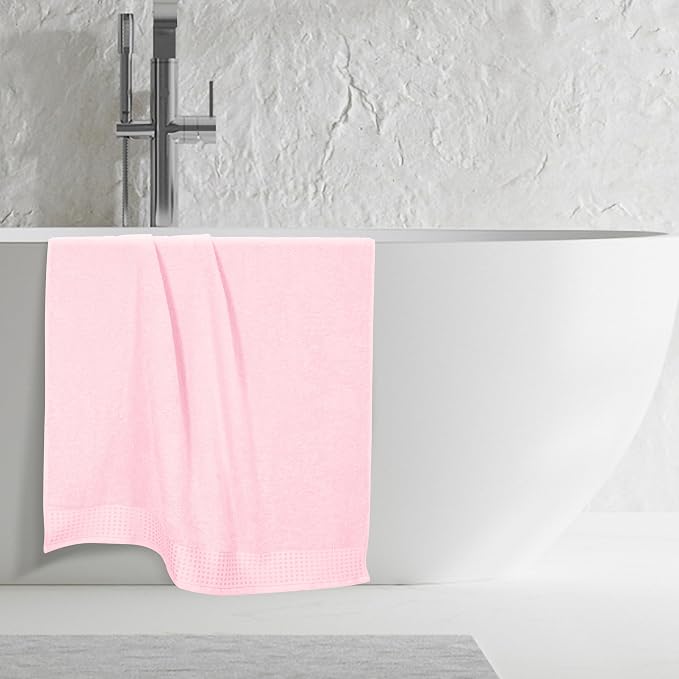 GLAMBURG 100% Cotton Oversized 2 Pack Bath Sheets 35x70, Ultra Soft Highly Absorbant Compact Quickdry & Lightweight Large Bath Sheet Set, Ideal for Gym Travel Camp Pool - Pink
