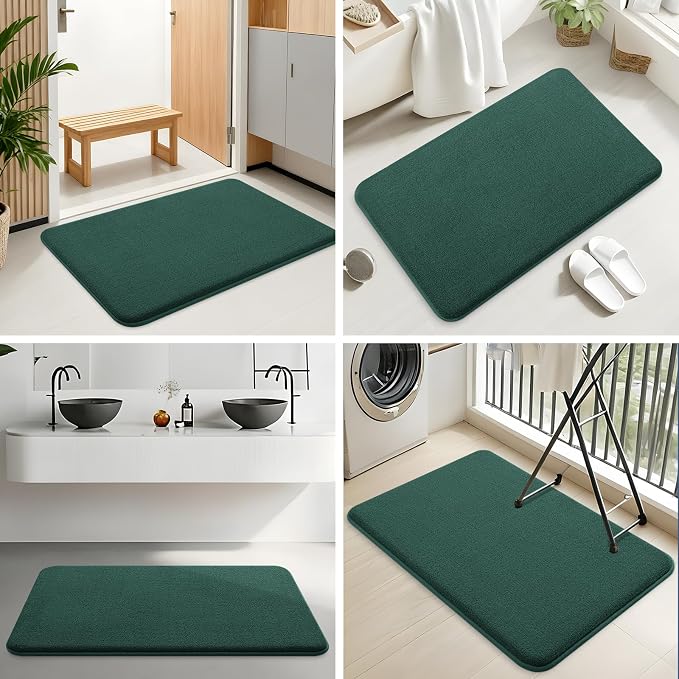 Smiry Memory Foam Bath Mat 44x24, Extra Soft Absorbent Bathroom Rugs | Green Quick Dry, Machine Washable Bath Mats for Bathroom, Shower, Tub and Home Decor Accessories