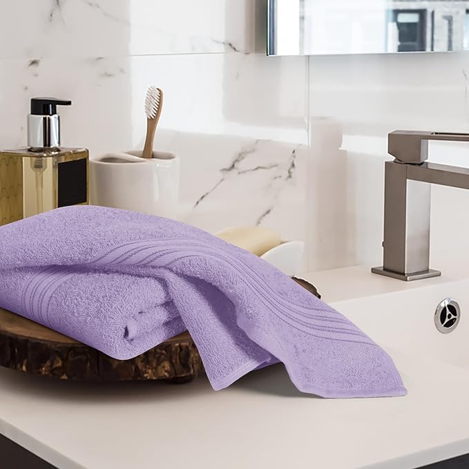 BOUTIQUO Ultra Soft Cotton 6 -Piece Hand Towel Set 16x24 Inch, Ideal for use in Bathroom, Kitchen, Gym, Spa & General Cleaning, Compact & Lightweight Multi Purpose Hand Towels - Purple