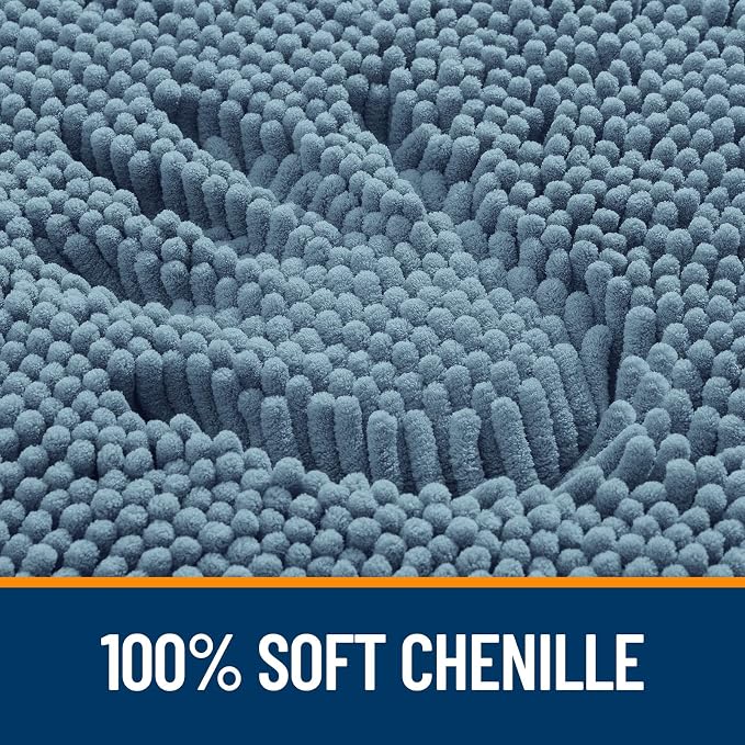 OLANLY Bathroom Runner Rugs 40x24, Extra Soft Absorbent Chenille Bath Rugs | Airy Blue, Quick-Drying Rubber Backing, Washable Long Bath Mat for Bathroom Floor, Tub and Shower, Home Decor Accessories
