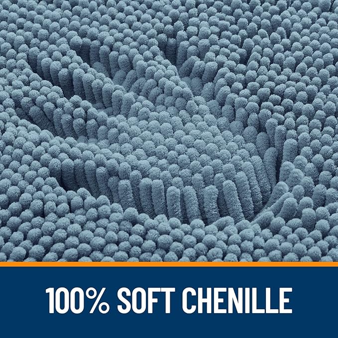 OLANLY Small Bathroom Rugs 30x18, Extra Soft Absorbent Chenille Bath Rugs | Airy Blue, Quick-Drying Rubber Backing, Machine Washable Bath Mat for Bathroom Floor, Tub and Shower, Home Decor Accessories