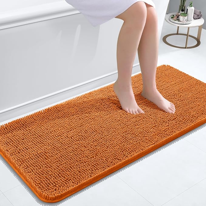 OLANLY Bathroom Runner Rugs 47x20, Extra Soft Absorbent Chenille Bath Rugs | Clay, Quick-Drying Rubber Backing, Machine Washable Long Bath Mat for Bathroom Floor, Tub and Shower, Home Decor Accessories