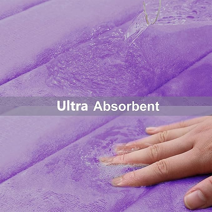 Buganda Memory Foam Bath Mat 24 x 16, Ultra Soft Absorbent Bathroom Rugs | Lavender, Machine Washable Quick Dry Bath Mats for Bathroom Floor, Shower and Tub, Home Decor Accessories