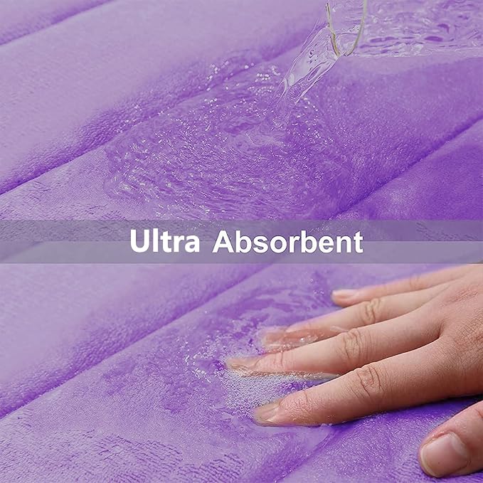 Buganda Memory Foam Bath Mat 44 x 24, Ultra Soft Absorbent Bathroom Rugs | Lavender, Machine Washable Quick Dry Bath Mats for Bathroom Floor, Shower and Tub, Home Decor Accessories