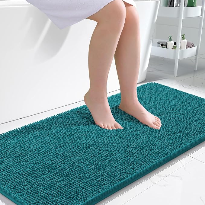 OLANLY Bathroom Runner Rugs 45x27, Extra Soft Absorbent Chenille Bath Rugs | Deep Lake, Quick-Drying Rubber Backing, Washable Long Bath Mat for Bathroom Floor, Tub and Shower, Home Decor Accessories