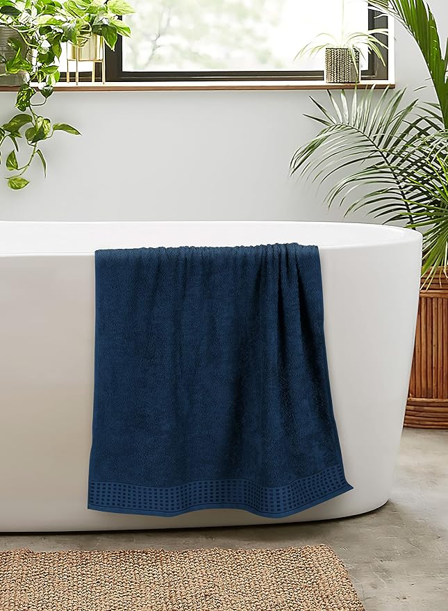 GLAMBURG 100% Cotton 2 Pack Oversized Bath Towel Set 28x55 Inches, Ultra Soft Highly Absorbant Compact Quickdry & Lightweight Large Bath Towels, Ideal for Gym Travel Camp Pool - Mineral Blue