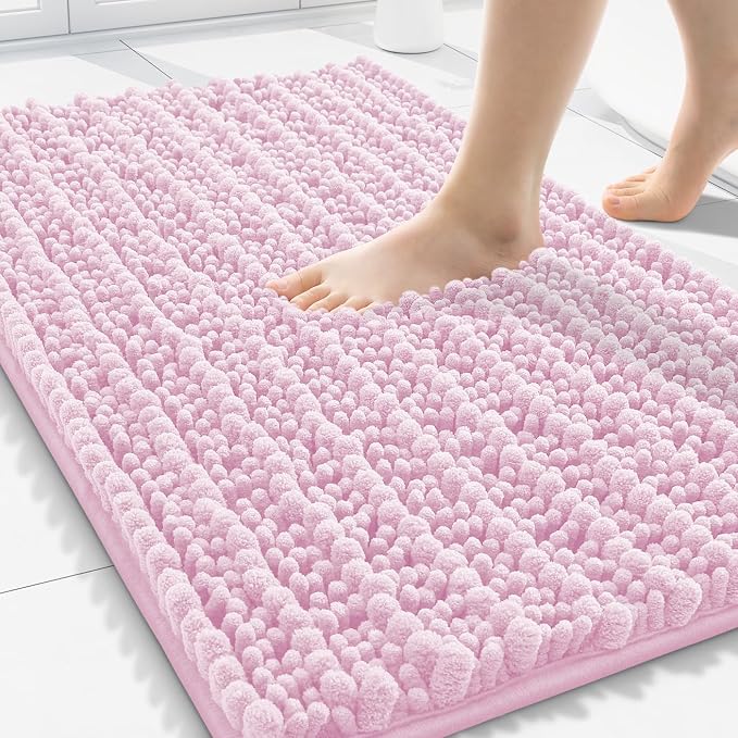 Smiry Bathroom Rugs 30X20, Extra Soft Rubber Backing Chenille Bath Mats