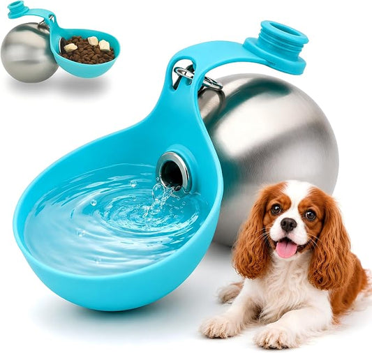 Portable Small Dog Water Bottle 2 in 1 Travel Dog Water Dispenser with Bowl | 10oz Dog Water Bottles Stainless Steel No-Spill Puppy Water Bottle for Walking Small Dog Leak-Proof Collapsible Silicone Bowl