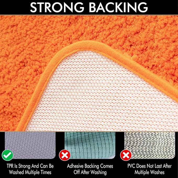 MIULEE Fall Orange Bathroom Rugs Set 2 Piece Soft Bath Mats 20x24+20x30 in | Absorbent Microfiber Bath Mat and U-Shaped Toilet Rug, Non Slip, Quick Dry, for Bathroom Floor Tub Showers, Machine Washable