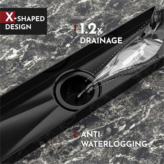 WEBANG 24 Inch Linear Shower Drain Rectangular Floor Drain with Accessories Square Hole Pattern Cover Grate Removable SUS304 Stainless Steel CUPC Certified Oil Rubbed Bronze