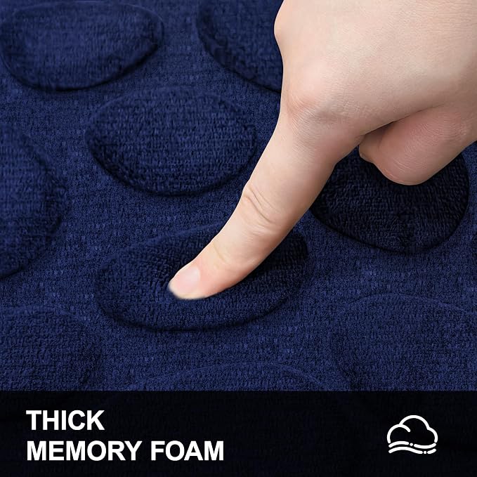 Stone Bath Mats, Non-Slip Memory Foam Bath Rugs, 24x36 DarkBlue | TPR Rubber Backing,Ultra Soft,Highly Absorbent,Machine Washable,Quick Dry for Tub and Shower, Home Decor Accessories