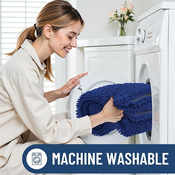 Smiry Bathroom Rugs Sets 2 Piece (30x20+ U Shape 24x20, Royal Blue) | Soft Absorbent Machine Washable Non Slip Shaggy Bath Rug Set for Tub, Shower, and Floor, Home Decor