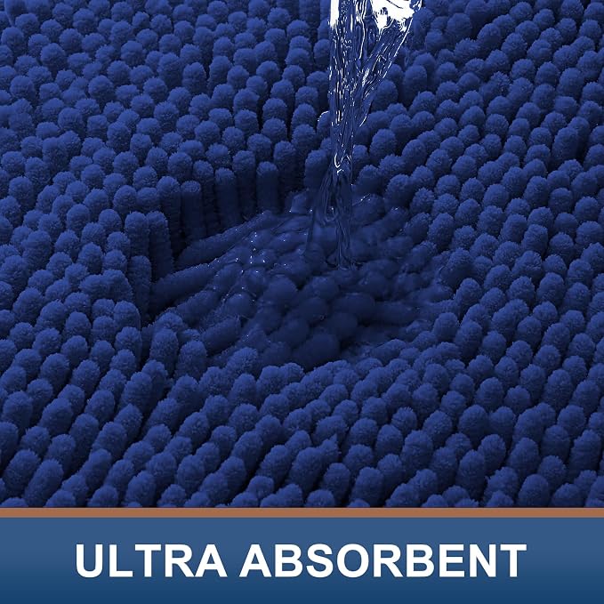 Smiry Bathroom Rugs Sets 2 Piece (30x20+ U Shape 24x20, Royal Blue) | Soft Absorbent Machine Washable Non Slip Shaggy Bath Rug Set for Tub, Shower, and Floor, Home Decor