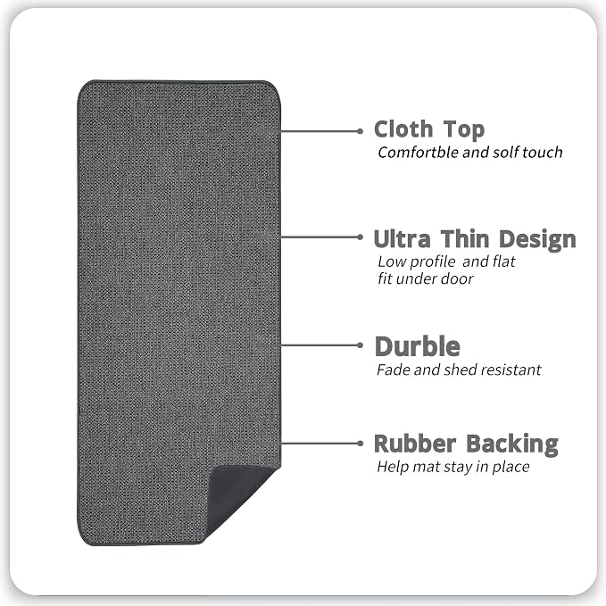 Bosap Bath Mat,Ultra Thin Bathroom Runner Rugs,Large Bath Mats for Bathroom,Quick Dry,Non-Slip,Machine Washable,Low Pile,Bath Rug,Shower Outside,Sink,Home Decor Accessories.Dark Grey,2'x6'(24x72inch)