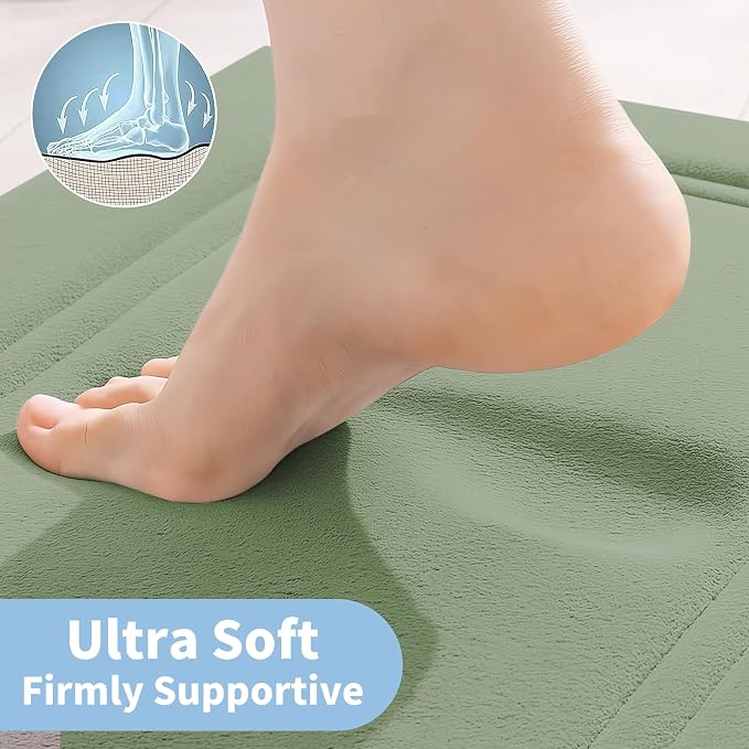 Cupic Cupid Memory Foam Bath Mat 24"×36", Non Slip Bathroom Rugs，Sage Green | Soft Touch, Cushioned Comfort, Non Slip Bathroom Mat, Super Absorbent & Quick Dry, Machine Washable for Shower, Tub & Vanity