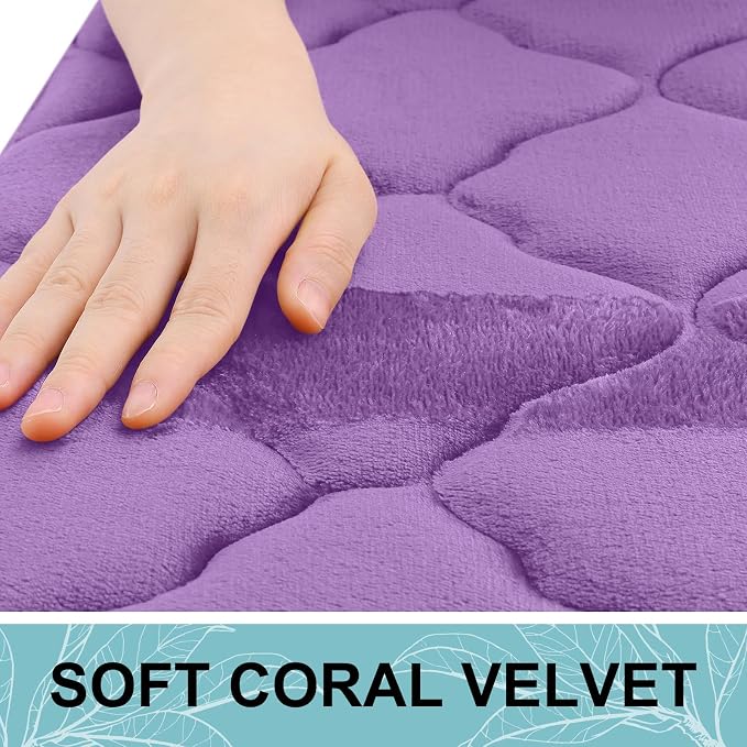 OLANLY Memory Foam Bath Mat Rug 47x20, Ultra Soft Bathroom Rugs, Lavender | Thick Absorbent Carpet, Non-Slip Backing, Machine Washable, for Bathroom Floor, Tub, Shower and Home Decor Accessories