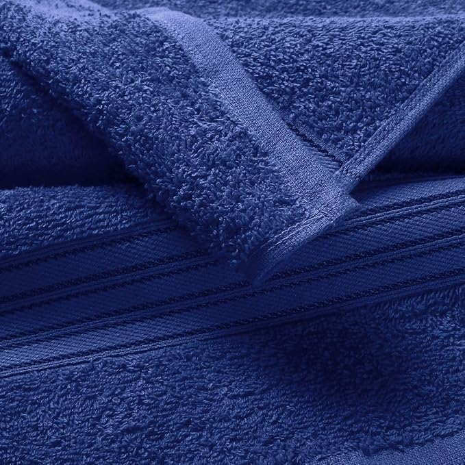 BOUTIQUO Ultra Soft Cotton 6 -Piece Hand Towel Set 16x24 Inch, Ideal for use in Bathroom, Kitchen, Gym, Spa & General Cleaning, Compact & Lightweight Multi Purpose Hand Towels - Navy Blue