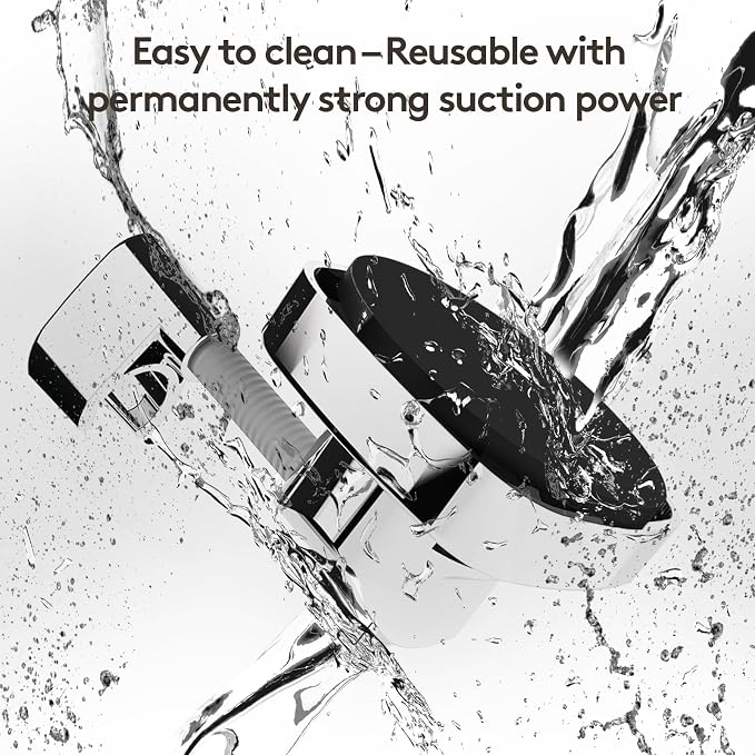360° Swivel Shower Head Holder with Suction Cup | 10kg Load Capacity, Tool-Free Installation in Seconds | Removable and Rust-Resistant Shower Bracket with Storage Hook (White)