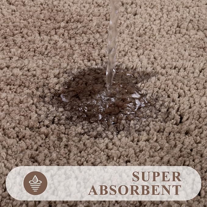 Pauwer Bathroom Rugs Sets 3 Piece, Microfiber Bath Mat Set, Coffee | Non Slip Washable, Soft Plush, Extra Absorbent Bath Mats, U Shaped Contour Toilet Rug for Bathroom