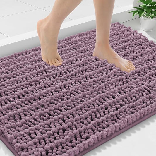 Smiry Bathroom Rugs 36X24, Extra Soft Rubber Backing Chenille Bath Mats | Deep Plum Machine Washable Non Slip Quick Dry Bath Mats for Bathroom Floor, Tub, Shower, Home Decor Accessories