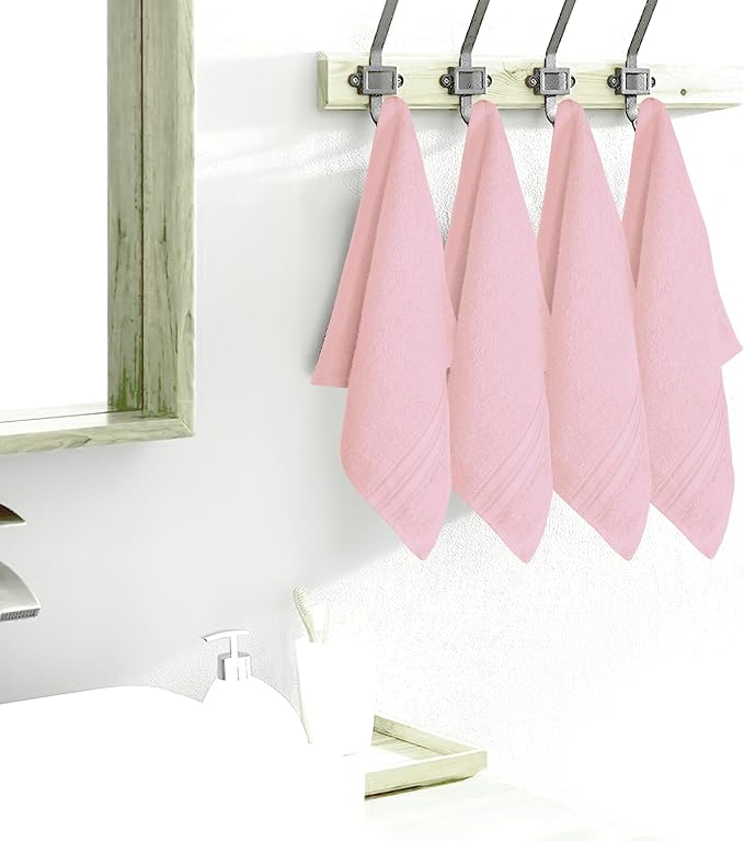 BOUTIQUO Ultra Soft Cotton Washcloths, Contains 12 Piece Face Cloths 12x12 inch, Ideal for Everyday use Face Towels, Compact & Lightweight Multi Purpose Washcloths - Pink