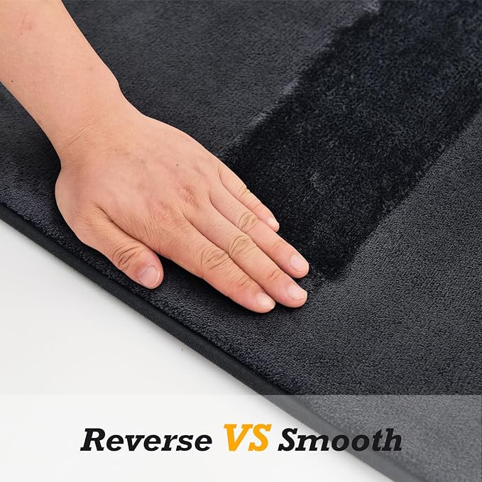 Bathroom Rugs Sets 2 Piece, Non-Slip & Quick Dry Bath Mat Set, Ultra Soft Velvet Bath Rugs for Bathroom, Toilet and Shower Floor, Dark Grey