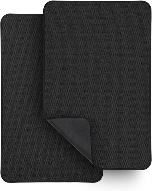 Bath Mat,Ultra Thin Bathroom Rugs,Rubber Bath Mats for Bathroom,Bath rugs | Non Slip,Quick Dry,Machine Washable,Low Pile,Absorbent,Shower Outside,Sink,Bathroom Decor Accessories.Black,17x27Inch(2 Pack)