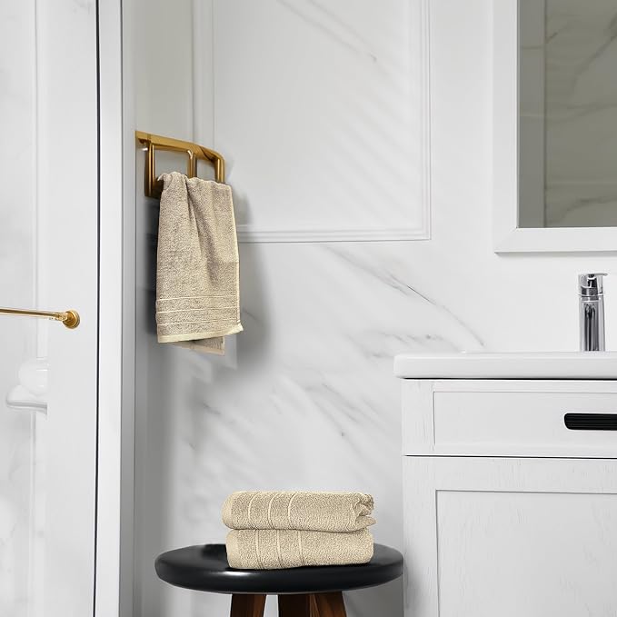 6 Piece Hand Towels Set 16 x 28 Inches, Beige | 100% Cotton, Lighter Weight, Quick to Dry, 16 x 28 Inches, Super Soft & Absorbent, Perfect for Bathroom & Kitchen