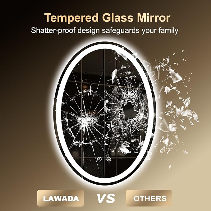 Oval LED Mirror for Bathroom,20x28 Lighted Vanity Mirror with Lights | Smart Anti-Fog, Dimmable 3 Color Modes, Backlit+Frontlit, Memory Function, HD Tempered Glass,Touch Sensor,Horizontal/Vertical