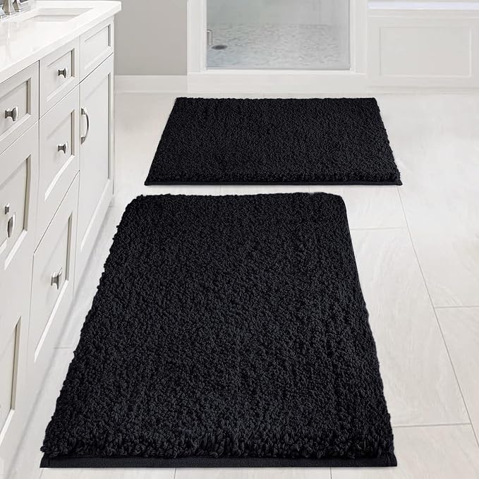 Bathroom Rugs Sets 2 Piece Non Slip Washable Bath Mat Set | Soft Absorbent bathroom mat set Microfiber bathroom floor mat Rubber Backed bath rug set for Floor, Tub and Shower