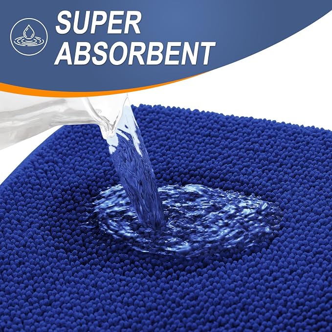 OLANLY Thick Memory Foam Bathroom Rug 36x24, Absorbent Bath Mat, Royal Blue | Soft Quick Dry Bath Rugs, Non-Slip, Machine Washable Carpet for Bathroom Floor, Tub and Shower, Home Decor Accessories