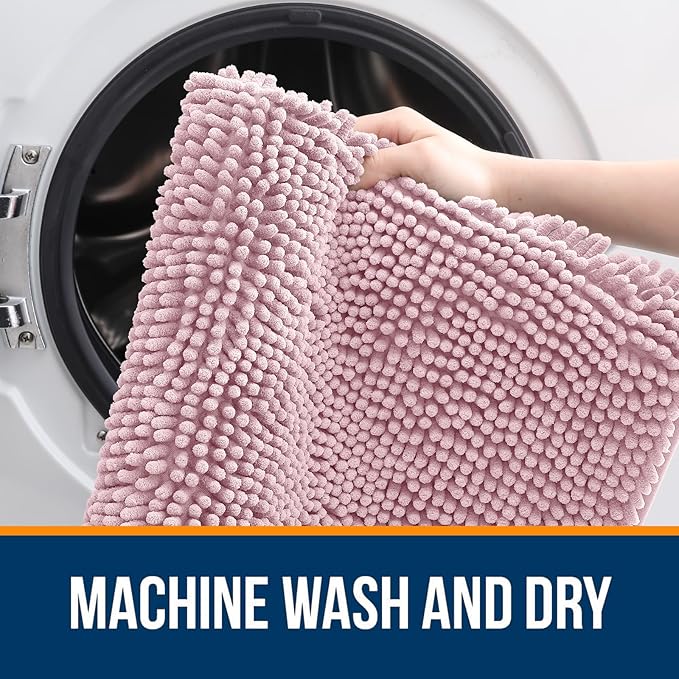 OLANLY Large Bathroom Rugs 40x32, Extra Soft Absorbent Chenille Bath Rugs | Dusty Rose, Quick-Drying Rubber Backing, Machine Washable Bath Mat for Bathroom Floor, Tub and Shower, Home Decor Accessories
