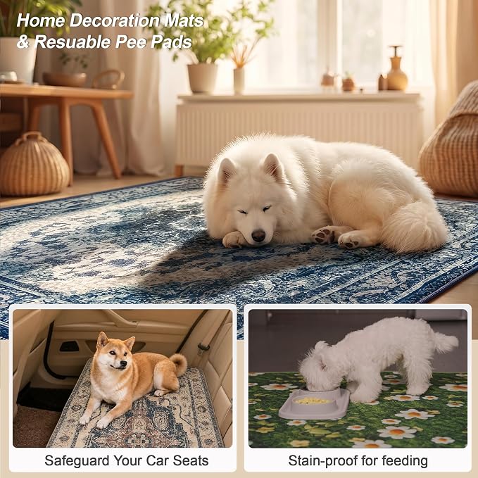 Washable Pee Pads for Dogs 24"x36" 2 Pack Reusable Puppy Potty Pad | Super Absorbent Waterproof NonSlip LeakProof Crate&Playpen Floor Mat for Cats, Rabbits, Guinea Pigs, Whelping & Housebreaking