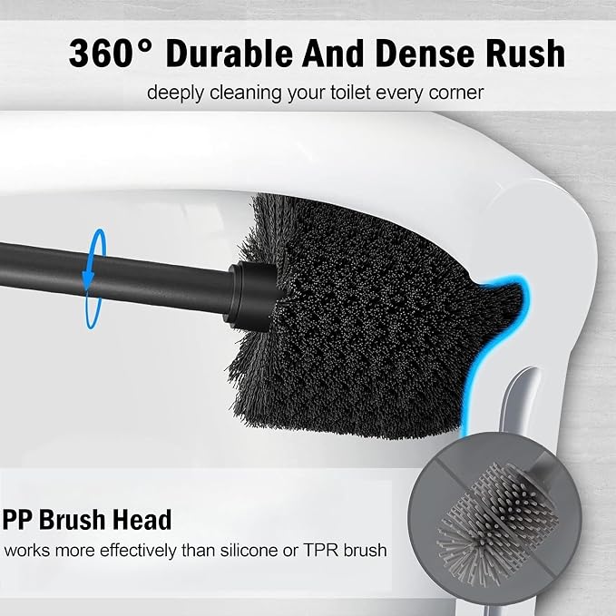 Matte Black Toilet Bowl Brush with Holder, Durable Bathroom Cleaning Tool, Modern Design for Easy Toilet Maintenance, Bathroom Cleaner Brush for Efficient Cleaning and Hygiene