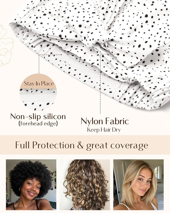 Yanibest Shower Cap for Women Reusable Waterproof, Adjustable Hair Cap | Non-Slip, Durable & Cute Washable Bath Hair Hat