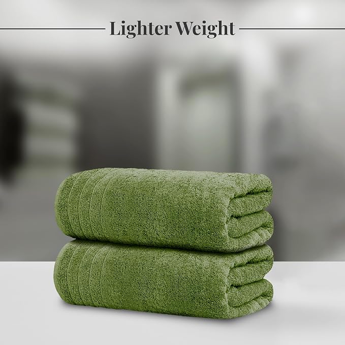4 Piece Extra Large Bath Towels 30 x 60 Inches, Green | 100% Cotton, Larger & Lighter Weight, Quicker to Dry, Super Soft and Absorbent, Perfect for Bathroom