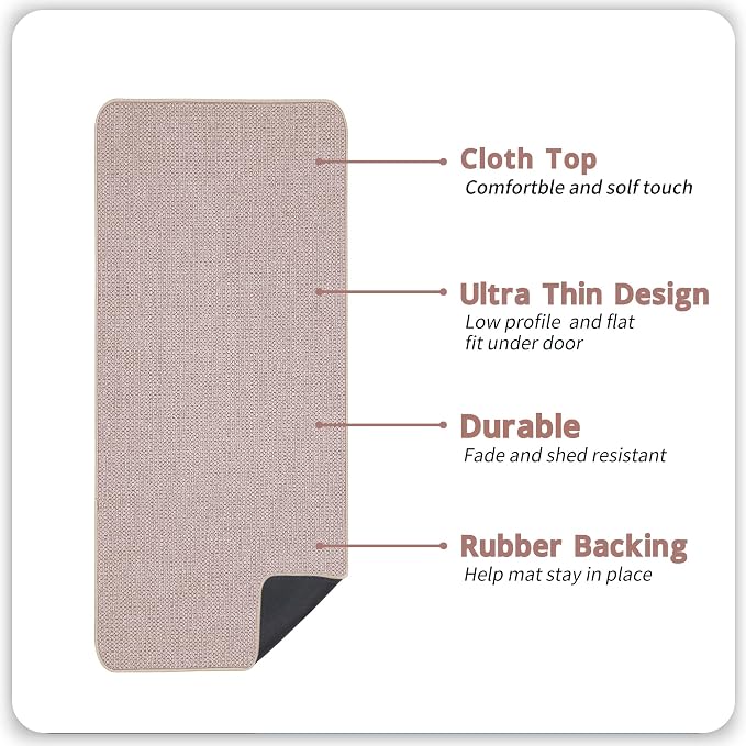 Bath Mat,Ultra Thin Bathroom Runner Rugs,Large Bath Mats for Bathroom,Quick Dry,Non-Slip,Machine Washable,Low Pile,Bath Rug,Shower Outside,Sink,Home Decor Accessories.Beige,1'5"x4'11"（17x59inch）