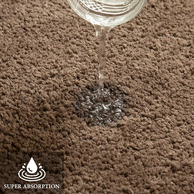 MIULEE Light Brown Soft Bathroom Rugs Set 2 Piece Soft Bath Mats 20x30 Inch | Soft Absorbent Microfiber Bath Rugs, Non Slip, Quick Dry, Fluffy Bath Rugs for Bathroom Floor Tub Showers, Machine Washable