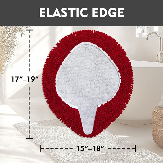 RUN HELIX Bathroom Toilet Lid Cover,Chenille Machine Washable Seat Covers, 17.5x15, Stays in Place Rubber Backing, Fits Most Round, Elongated and Oblong Lids, Accessories Decor,Burgundy