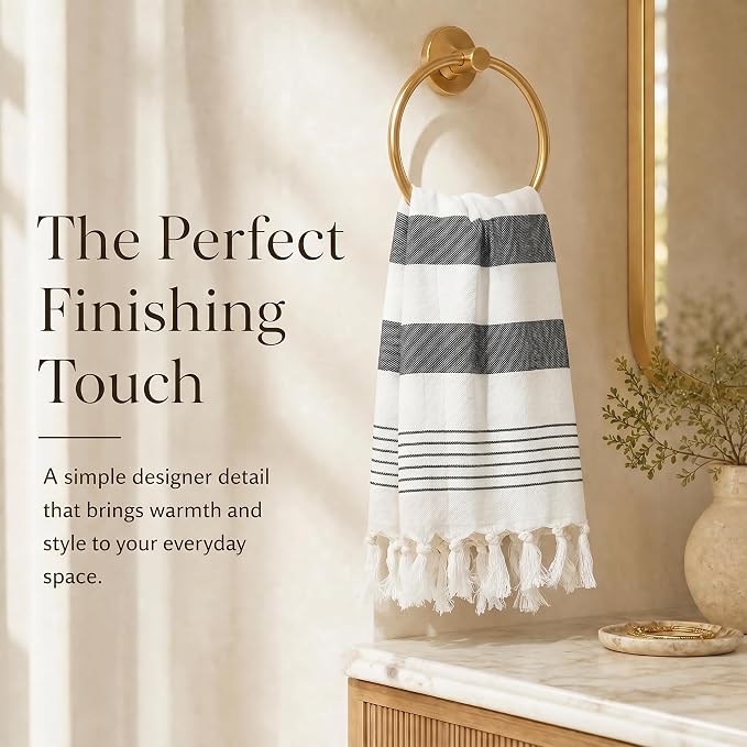 KIBAGA Decorative Hand Towels for Your Bathroom Or Kitchen - Luxurious Set of 2 Soft Boho Cotton Towels are Absorbent, Lightweight & Dry Quickly - Perfect to Elevate Any Bath Decoration at Home