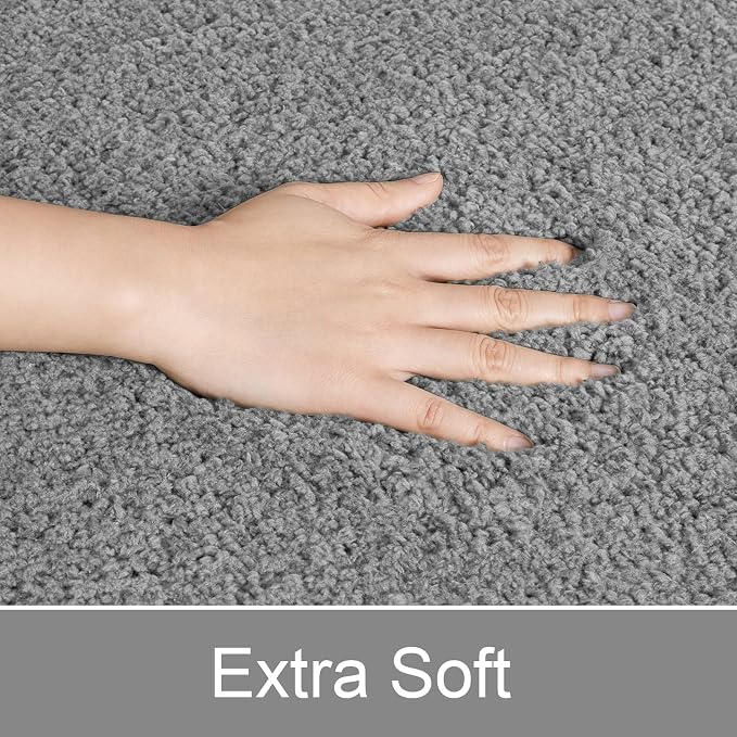LOCHAS Bathroom Rugs Sets 3 Piece, Microfiber Bath Mat Set Non Slip, Grey | Washable Absorbent Toilet Rug, Shaggy Soft Cozy Quick Dry