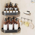Veken Aluminum Corner Shower Caddy 4-Pack, Never Rust, No Drilling Adhesive Shelves, Stainless Rack with Soap Holder, Bathroom Organizers and Storage, Wall-Mounted Kitchen & Home Decor, Grey