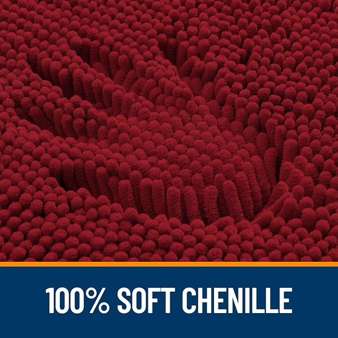 OLANLY Bathroom Rugs 32x20, Extra Soft Absorbent Chenille Bath Rugs | Red, Quick-Drying Rubber Backing, Machine Washable Bath Mat for Bathroom Floor, Tub and Shower, Home Decor Accessories