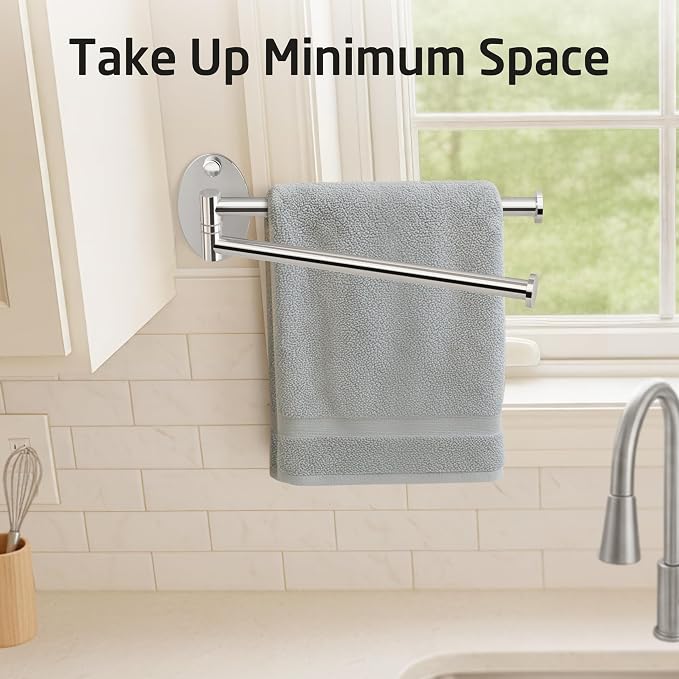 KES Swivel Towel Bar for Bathroom 9-Inch Kitchen Swing Out Double Towel Bar 2-Arm Kitchen Wall Mounted SUS 304 Stainless Steel Polished, A2106S23