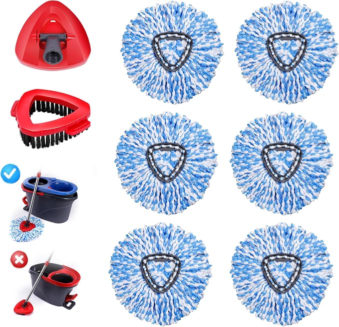 8-Pack Reusable Mop Head Replacement for OCedar RinseClean 2-Tank System, Microfiber Spin Mop Refills Compatible